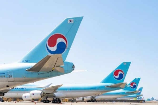 김포공항 주기장을 가득 채우고 있는 대한항공 항공기들의 모습. 사진 대한항공